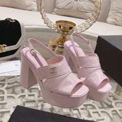 sandals pink patent crumpled lambskin