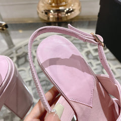 sandals pink patent crumpled lambskin