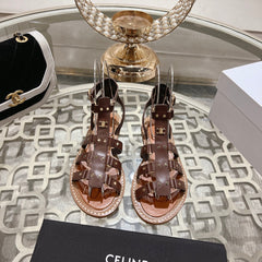 CLEA TRIOMPHE GLADIATOR SANDAL IN CHOCOLATE BROWN CALFSKIN - VEGETAL TANNING