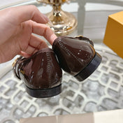 MARY JANE SHOES IN WALNUT BROWN PATENT CALFSKIN