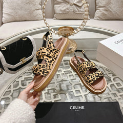 TIPPI TRIOMPHE SANDAL IN LEOPARD PRINTED HAIRY CALFSKIN