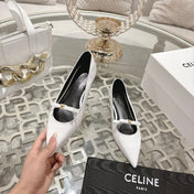 SUZY POINTY TOE BALLERINA IN WHITE PATENT CALFSKIN