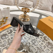 ISOLA HIGH 55 MM MULE IN BLACK CALFSKIN