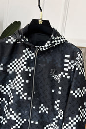 LV HOODED JACKET BLACK AND WHITE DAMIER 239118