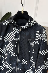LV HOODED JACKET BLACK AND WHITE DAMIER 239118