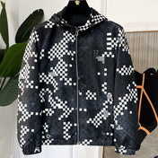 LV HOODED JACKET BLACK AND WHITE DAMIER 239118
