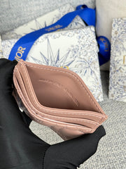 CARO FREESIA CARD HOLDER 10 IN BABY PINK CANNAGE CALFSKIN