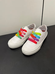 LP CLASSIC BISCUIT SNEAKERS WHITE WITH MULTI-COLOR LACES CALFSKIN