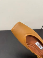 ALAIA BALLET FLATS IN COPPER BROWN SMOOTH CALFSKIN