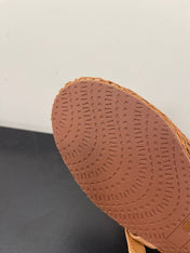 ALAIA BALLET FLATS IN COPPER BROWN MESH FISHNET