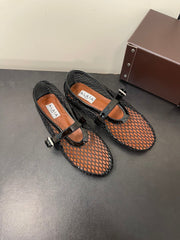 ALAIA BALLET FLATS IN BLACK MESH FISHNET