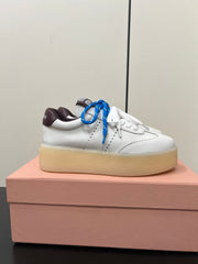 THICK-SOLED RETRO SNEAKERS IN WHITE MIX MERLOT SMOOTH LAMBSKIN