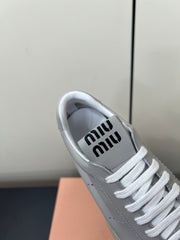 THICK-SOLED RETRO SNEAKERS IN PALE GRAY SMOOTH LAMBSKIN