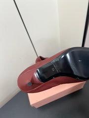 POINTED-TOE MID HEEL PUMPS IN TERRACOTTA SMOOTH LAMBSKIN