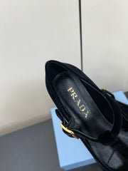 BOW MARY JANE PUMPS WITH T-STRAP IN BLACK VELVET