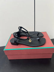 LP MINDIL SANDAL IN BLACK LAMBSKIN