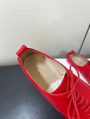 CELINE 26S MINIMAL LACE-UP SHOES IN RED CALFSKIN