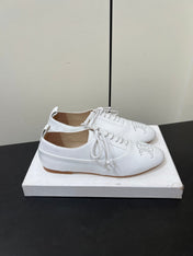 CELINE 26S MINIMAL LACE-UP SHOES IN WHITE CALFSKIN