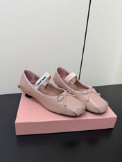 MIUMIU 26S FAIRY BALLET FLATS IN DARK NUDE CALFSKIN