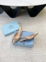 SLINGBACK PUMPS ATTACHED BOW IN BEIGE GLOSSY CALFSKIN