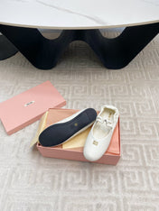 MARY JANE FLATS IN WHITE SMOOTH LAMBSKIN