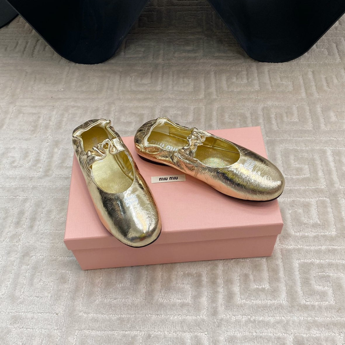 MARY JANE FLATS IN GOLD METALLIC SMOOTH LAMBSKIN