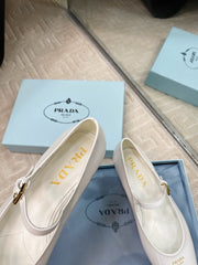 MARY JANE FLATS SQUARE TOE IN WHITE PATENT SHEEPSKIN