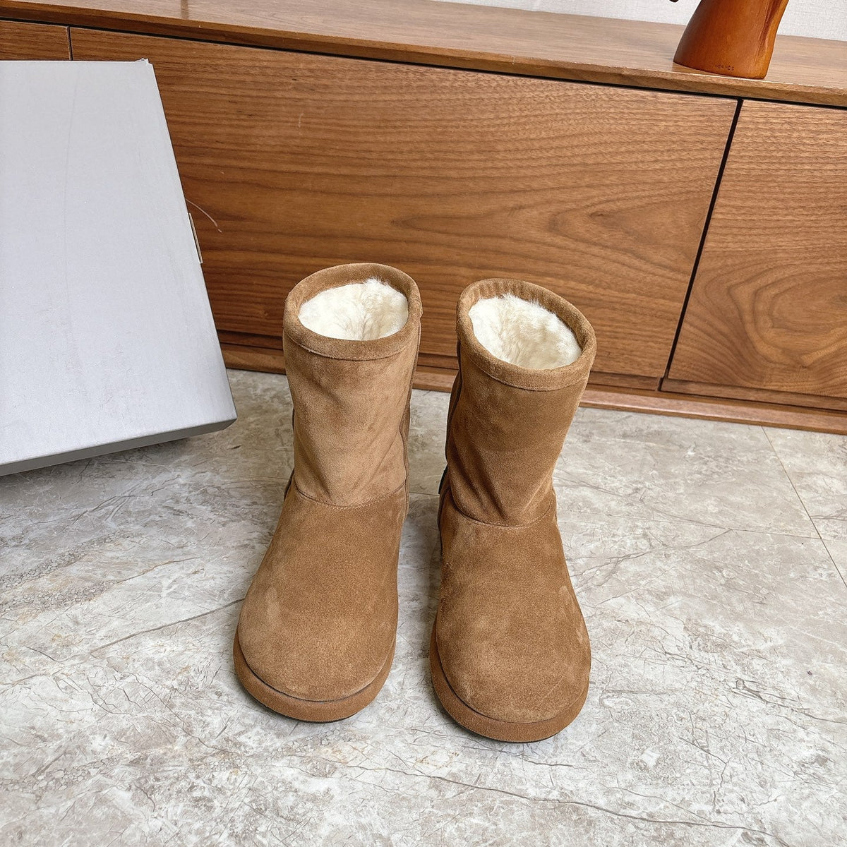 BALENCIAGA 25S ALASKA ANKLE BOOTS IN WARM CARAMEL SUEDE