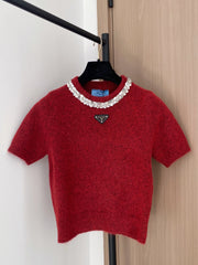 PRADA 25S SHORT-SLEEVE KNIT TOP 393