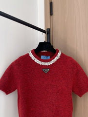 PRADA 25S SHORT-SLEEVE KNIT TOP 393