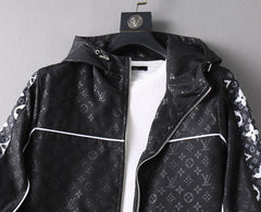LV HOODED JACKET BLACK MIX WHITE MONOGRAM 239001
