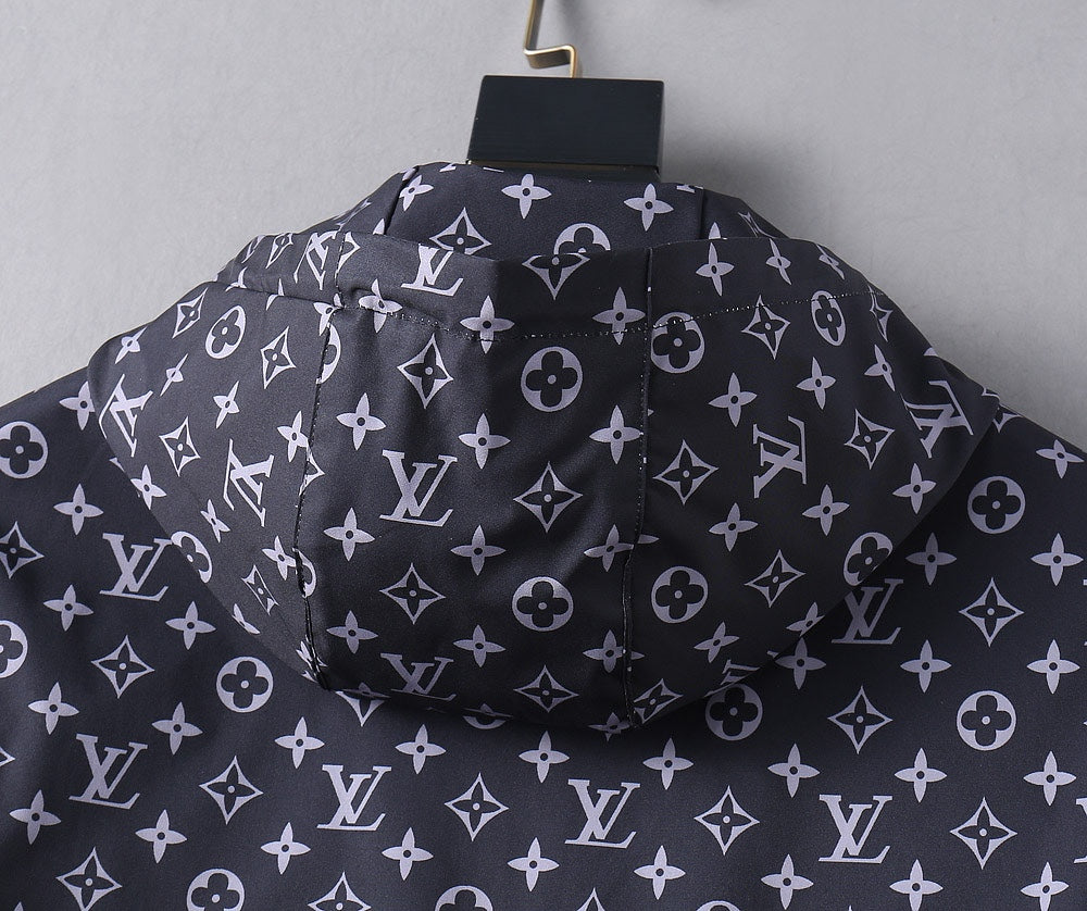 LV HOODED JACKET NAVY BLUE MONOGRAM AND BLACK 239169