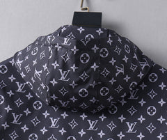 LV HOODED JACKET NAVY BLUE MONOGRAM AND BLACK 239169