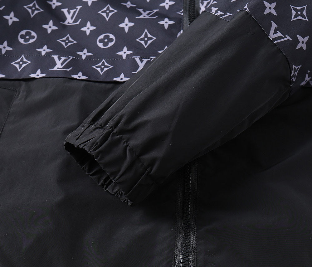 LV HOODED JACKET NAVY BLUE MONOGRAM AND BLACK 239169