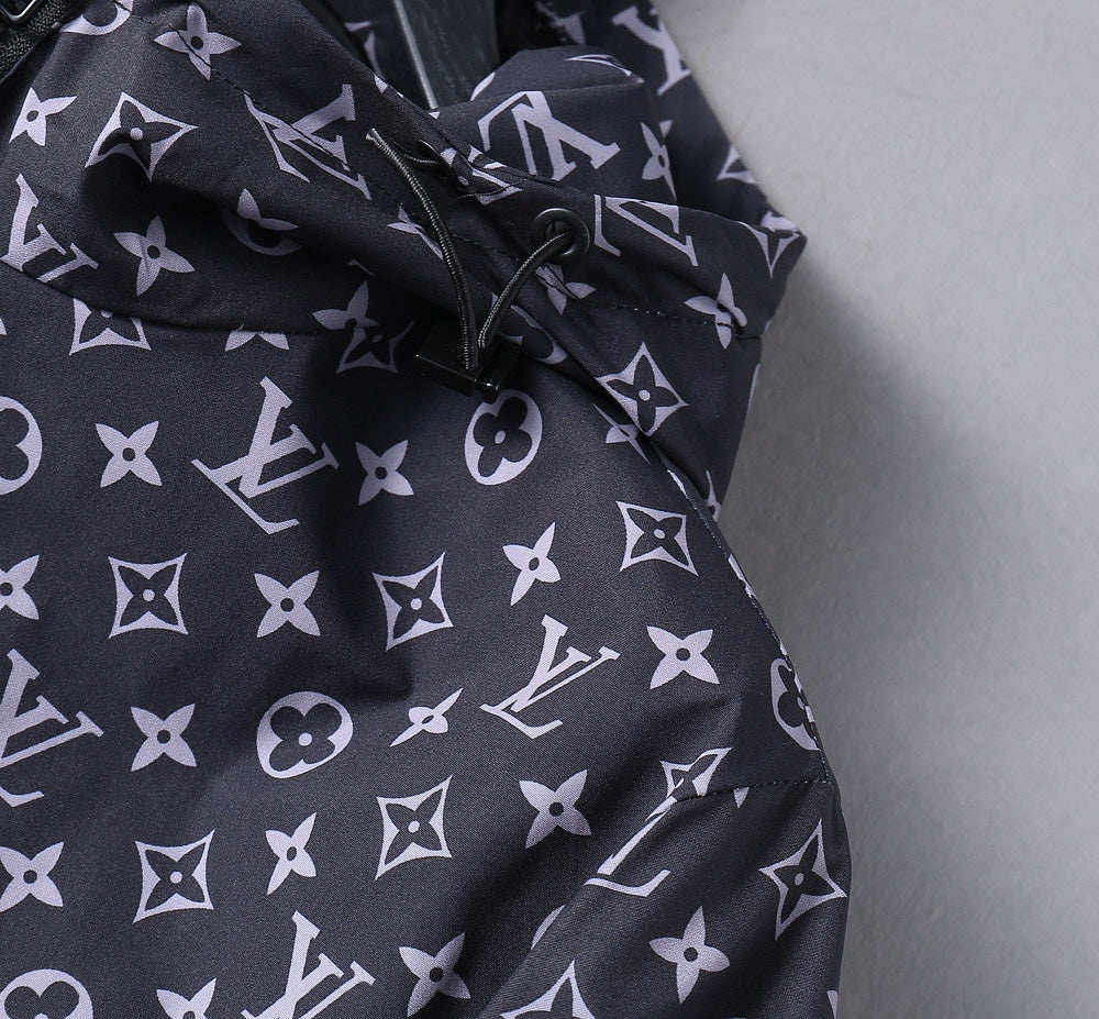 LV HOODED JACKET NAVY BLUE MONOGRAM AND BLACK 239169