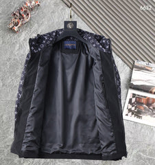 LV HOODED JACKET NAVY BLUE MONOGRAM AND BLACK 239169