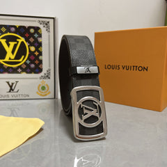 LV 25S BELT 38 MM IN BLACK MIX GREY CALFSKIN 593229