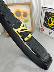 LV 25S BELT 38 MM IN BLACK CALFSKIN STAMP LOGO 593293