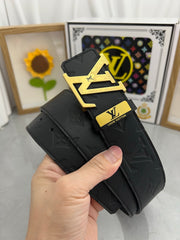 LV 25S BELT 38 MM IN BLACK CALFSKIN STAMP LOGO 593296