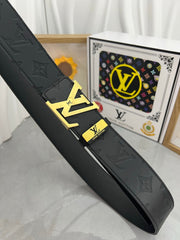 LV 25S BELT 38 MM IN BLACK CALFSKIN STAMP LOGO 593296