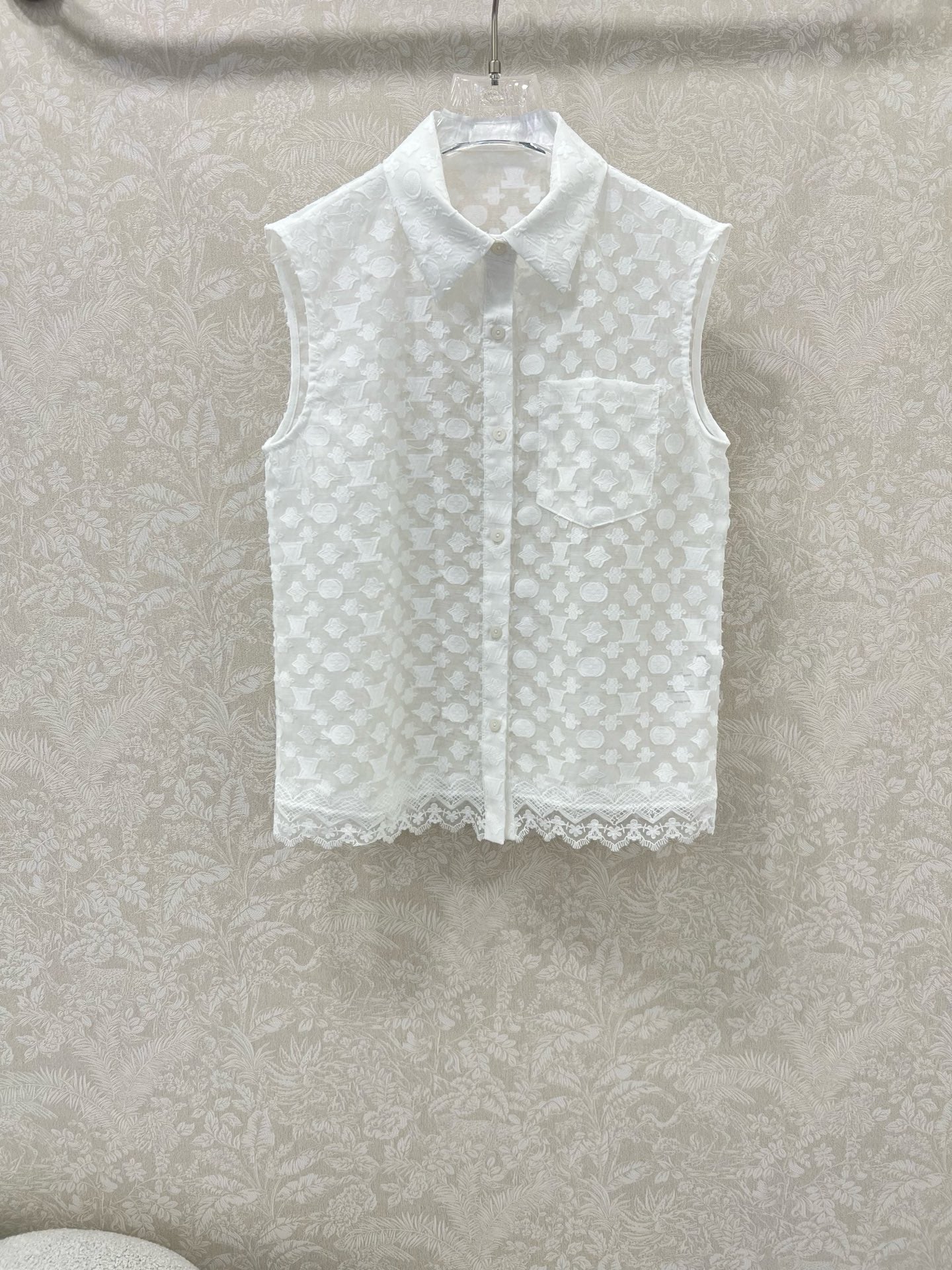 LV SLEEVELESS TOP WITH SCALLOPED LACE HEM 263195