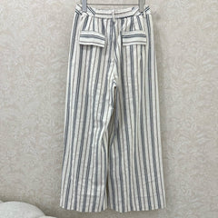 CHANEL STRIPED LINEN WIDE-LEG PANTS 275056