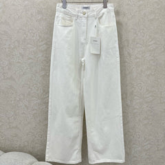 CHANEL PLAIN WHITE DENIM PANTS 275041