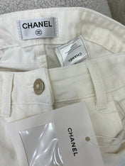 CHANEL PLAIN WHITE DENIM PANTS 275041