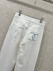 CHANEL PLAIN WHITE DENIM PANTS 275041