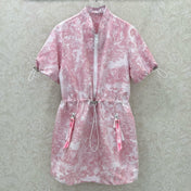 DIOR STAND-COLLAR HALF-ZIP PRINTED DRESS 275175