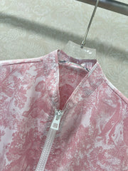 DIOR STAND-COLLAR HALF-ZIP PRINTED DRESS 275175