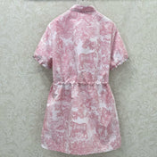 DIOR STAND-COLLAR HALF-ZIP PRINTED DRESS 275175