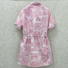 DIOR STAND-COLLAR HALF-ZIP PRINTED DRESS 275175