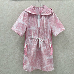 DIOR HOODED HALF-ZIP PRINTED DRESS 275178